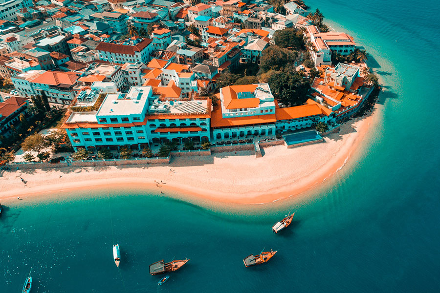 Stone Town aerial coastline