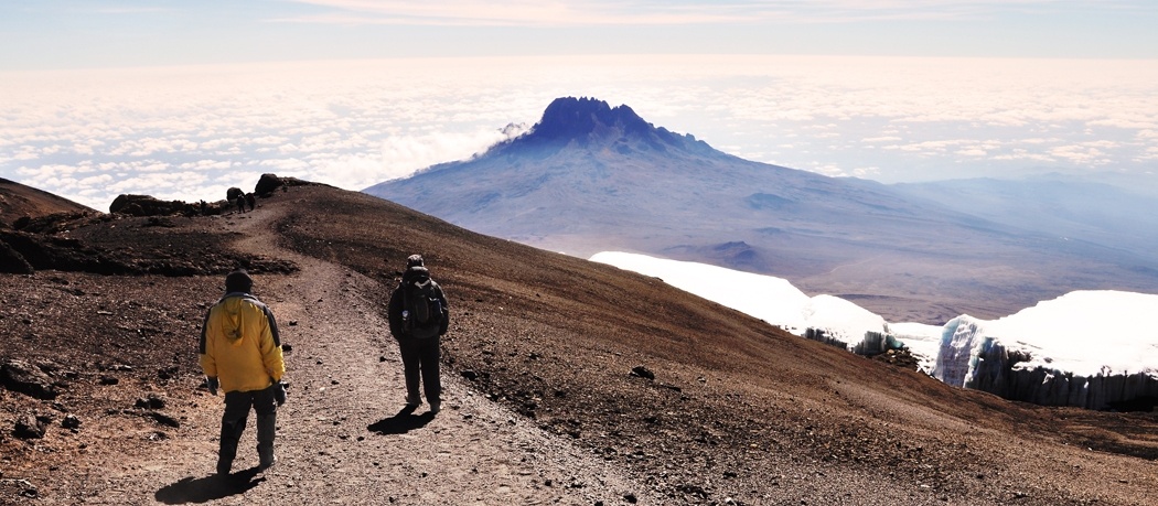 Mount Kilimanjaro climbers above the clouds